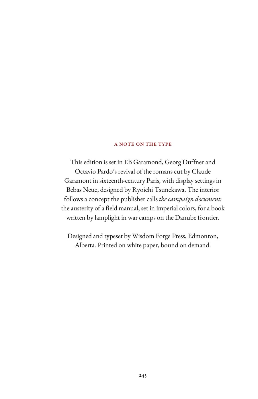 A Note on the Type: the full colophon page