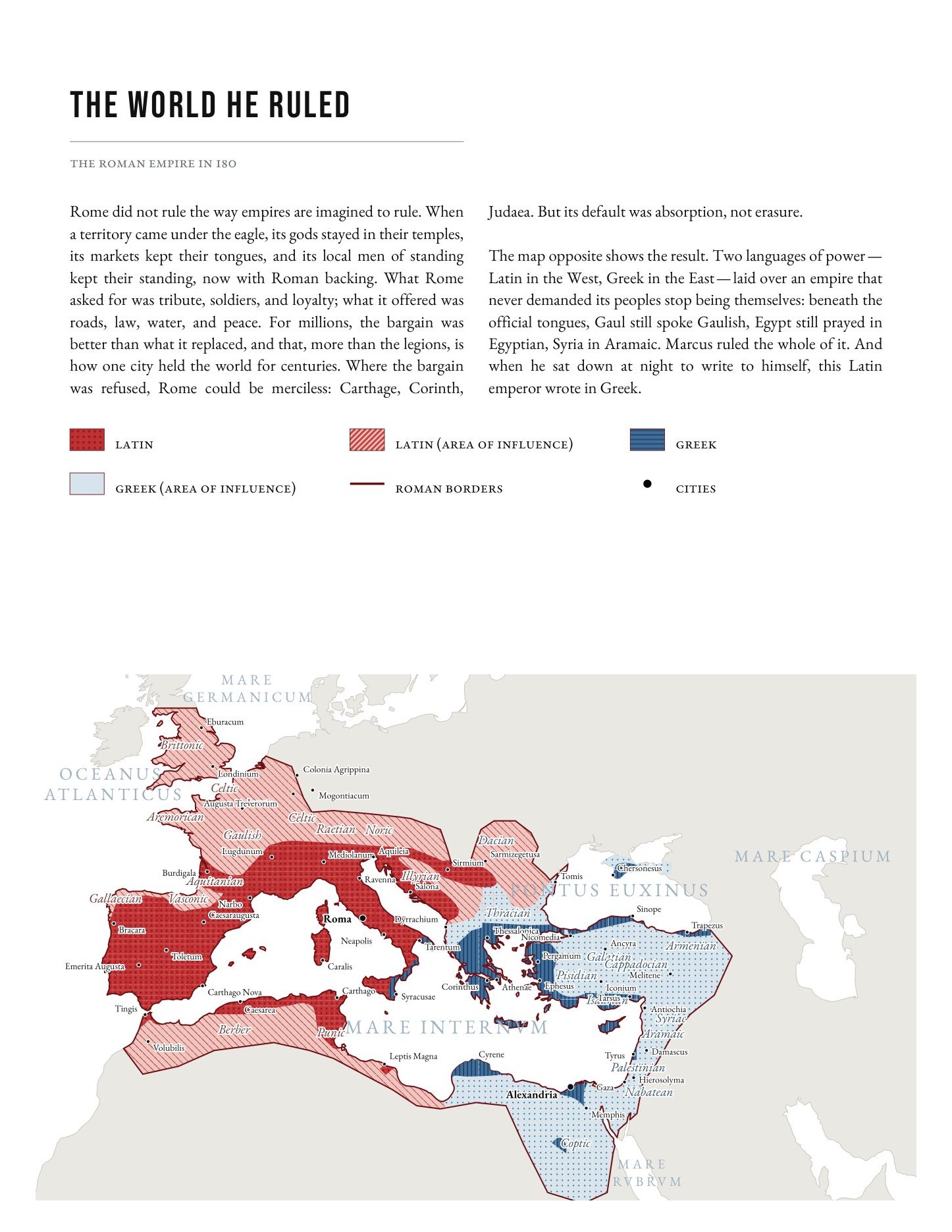 The map of the Roman Empire in 180, set across the turn