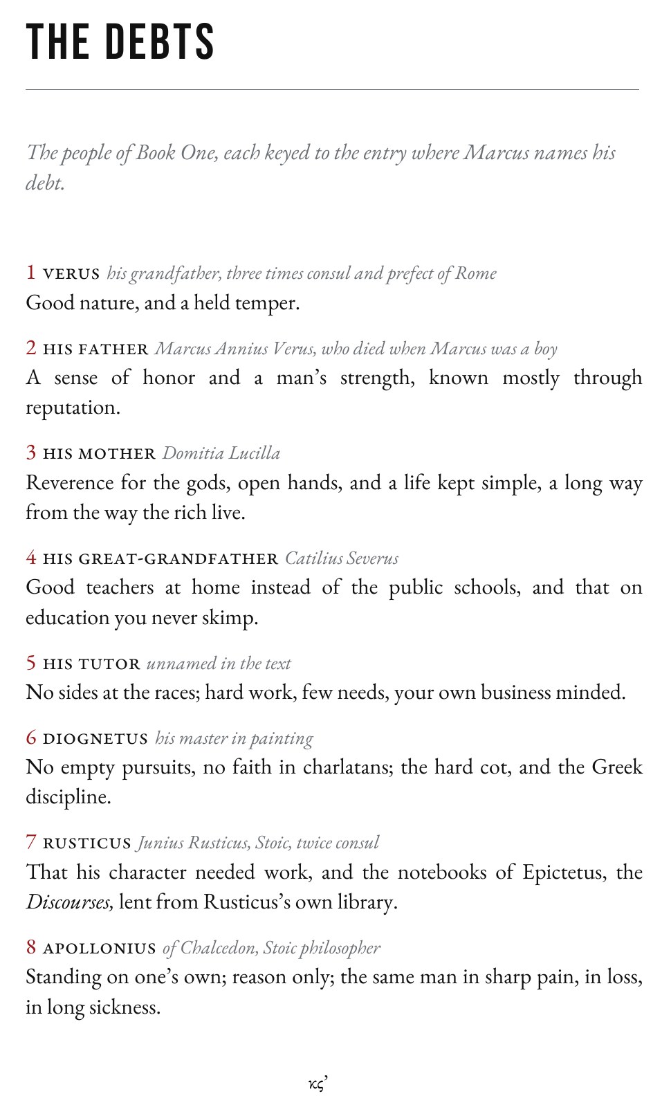 The Debts, as set in the hardcover